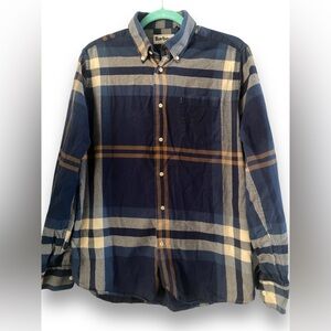 Barbour Bennet Men’s Soft Flannel Button Down plaid shirt long sleeve Small EUC